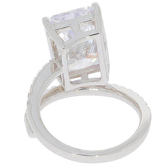 Platinum Semi Mount Ring Setting Emerald OCT 15X10mm Bypass Diamond Accent Syzjewelry