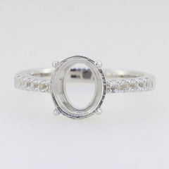 14K Gold Semi Mount Ring Setting Oval OV 10x8mm Accent White To Diamond Accent Syzjewelry