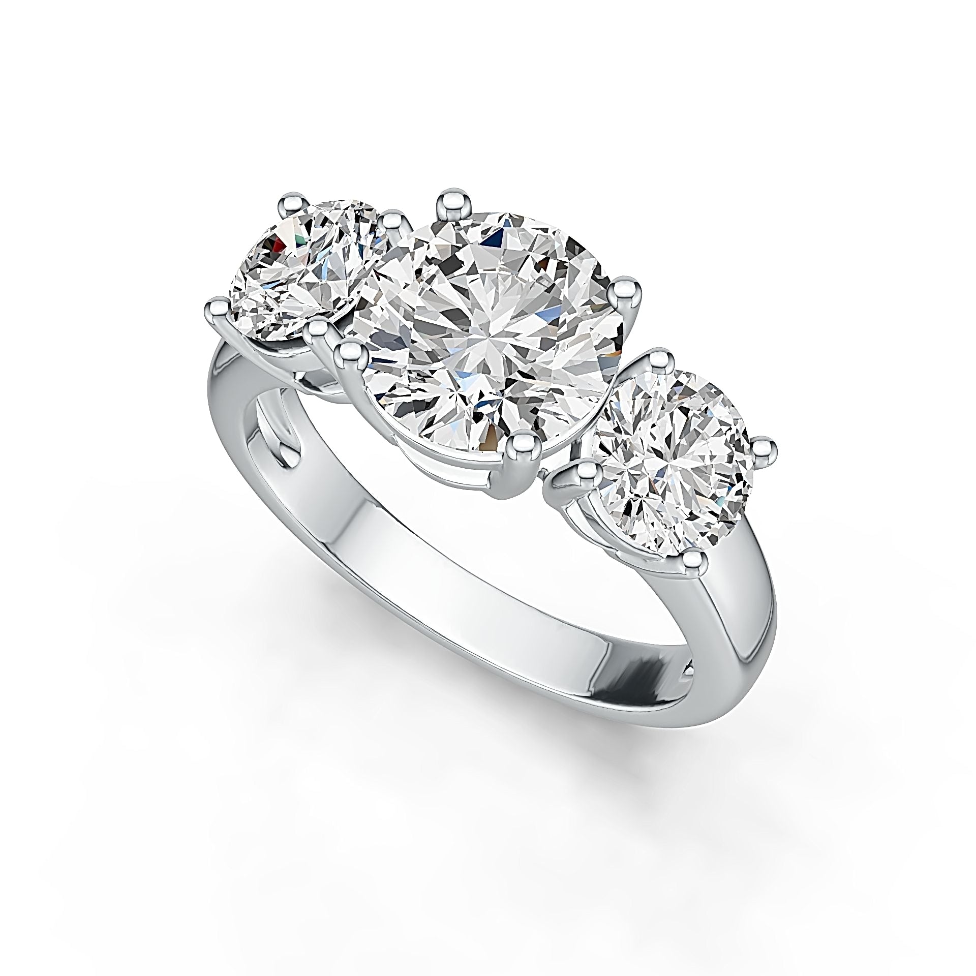 Sterling Silver Semi Mount Ring Setting RD 8.4mm RD 5.9mm 3 Stone Ring Syzjewelry