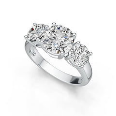 Sterling Silver Semi Mount Ring Setting RD 8.4mm RD 5.9mm 3 Stone Ring Syzjewelry