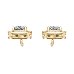 10K Gold Semi Mount Earrings Setting Cushion Cu 5x7mm Moissanite Accent Syz Jewelry