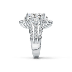18K Gold Semi Mount Ring Setting Oval 14X12mm Split Shank Halo Diamond Accent DHJ