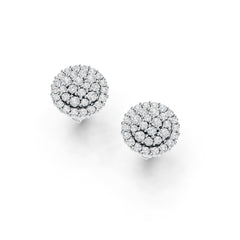 10K Gold Earrings Cluster Round Shaped Stud with White Topaz or Moissanite Moissanite Accent DHJ