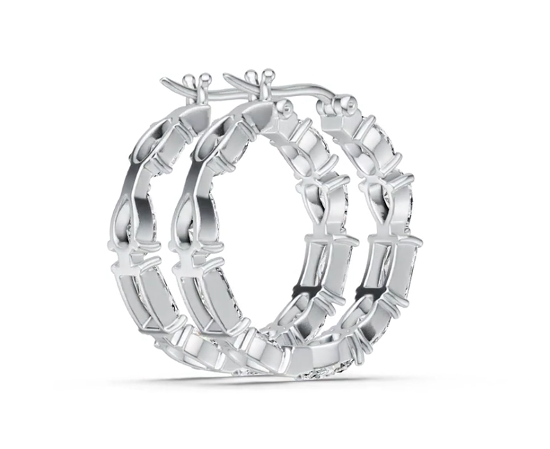 Sterling Silver Semi Mount Earrings Setting Emerald OCT 6X4mm PE 6X4mm OV 6X4mm DHJ