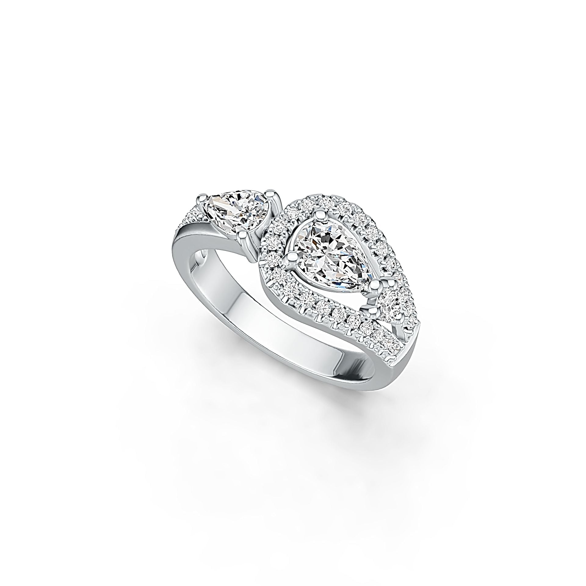 Sterling Silver Semi Mount Ring Setting Pear PE 7X5mm DHJ