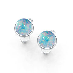 Sterling Silver Semi Mount Earrings Setting Round RD 7.5mm Cabochon DHJ