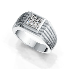 Sterling Silver Men's Semi Mount Ring Setting Princess Cut SQ 6.5x6.5 Bezel DHJ