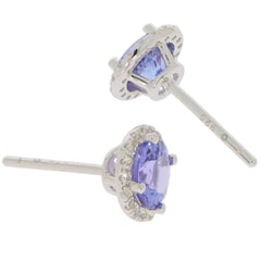 14K Gold Semi Mount Earrings Setting Round RD 6x6mm Halo Diamond Accent Syzjewelry