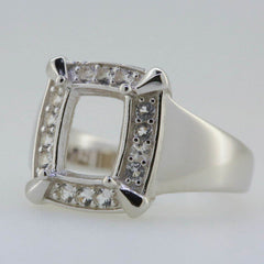 18K Gold Semi Mount Ring Setting Cushion CU 9x7mm 7738R Diamond Accent Syzjewelry