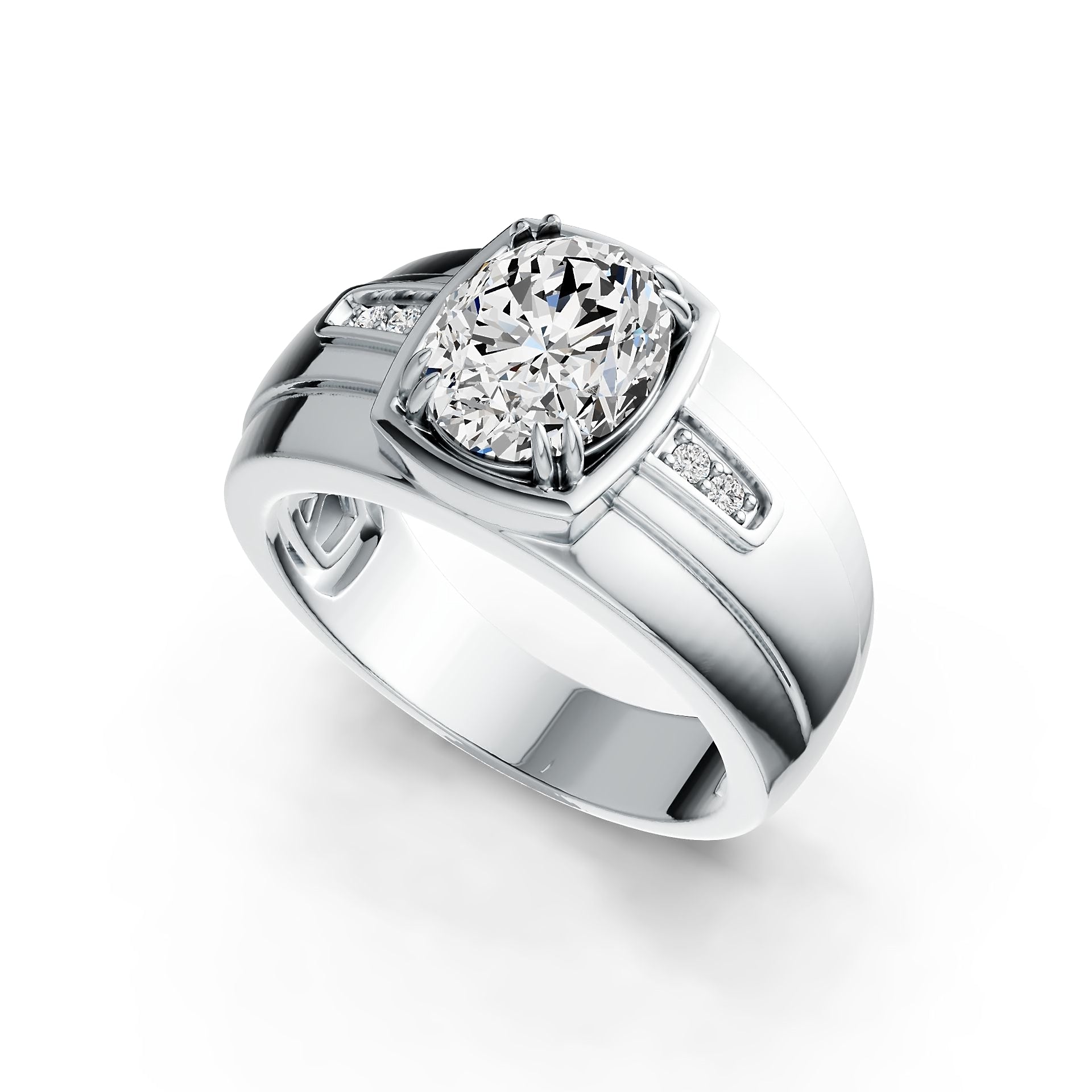 Men's Sterling Silver Semi Mount Ring Setting Oval OV 10X8mm Double Prongs DHJ