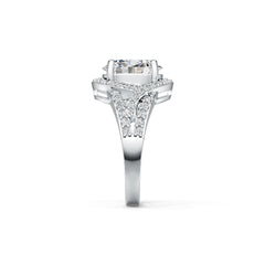 Platinum Semi Mount Ring Setting Oval OV 9X11mm Split Shank Halo Diamond Accent DHJ