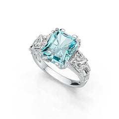 Sterling Silver Semi Mount Ring Setting Emerald OCT 12X10mm SQ 6X6mm Baguette 4X2mm DHJ