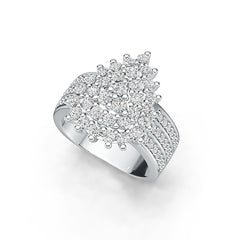 Sterling Silver Cluster Ring Pear-Shaped with White Topaz or Moissanite DHJ