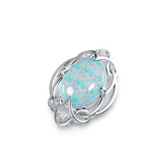 18K Gold Semi Mount Pendant Setting Oval OV 18x13mm Cabochon Diamond Accent DHJ