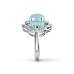 14K Gold Semi Mount Ring Setting Oval OV 10X8mm OV 6X4mm Cabochon Diamond Accent DHJ