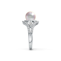 Platinum Semi Mount Ring Setting Round RD 8.5mm Diamond Accent DHJ