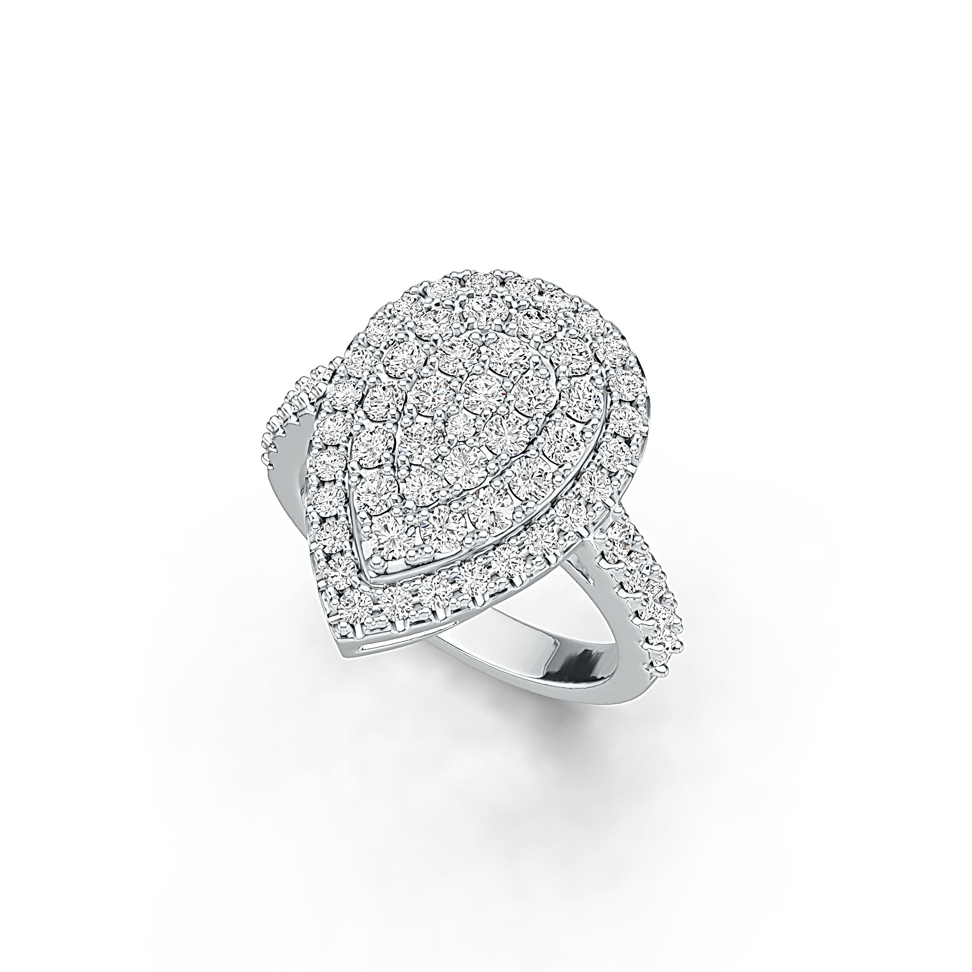 Sterling Silver Pear-Shaped Ring with White Topaz or Moissanite DHJ