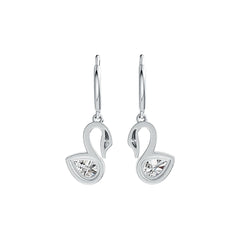 18K Gold Semi Mount Earrings Setting Pear PE 7X5mm Swan Theme Diamond Accent DHJ