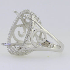 10K Gold Semi Mount Ring Setting Oval OV 21x16mm Moissanite Accent Syzjewelry