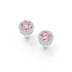 Sterling Silver Semi Mount Earrings Setting Round RD 7x7mm Halo DHJ