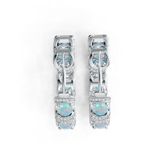 Platinum Semi Mount Earrings Setting Round RD 5x5mm Cabochon Diamond Accent DHJ