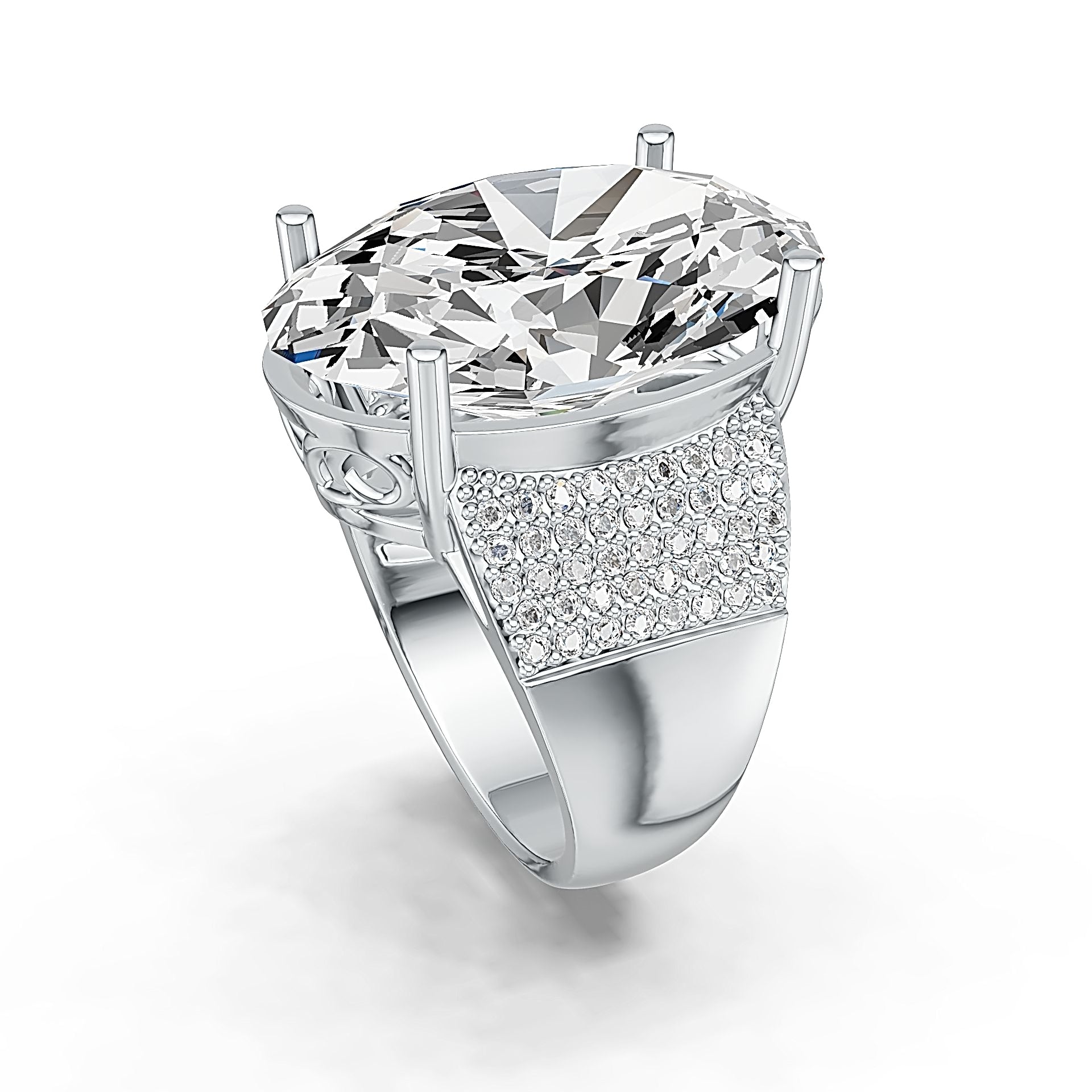 Sterling Silver Semi Mount Ring Setting Oval OV 24x16mm Syzjewelry