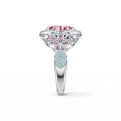 14K Gold Semi Mount Ring Setting Round RD 15x15mm with White Topaz Diamond Accent DHJ