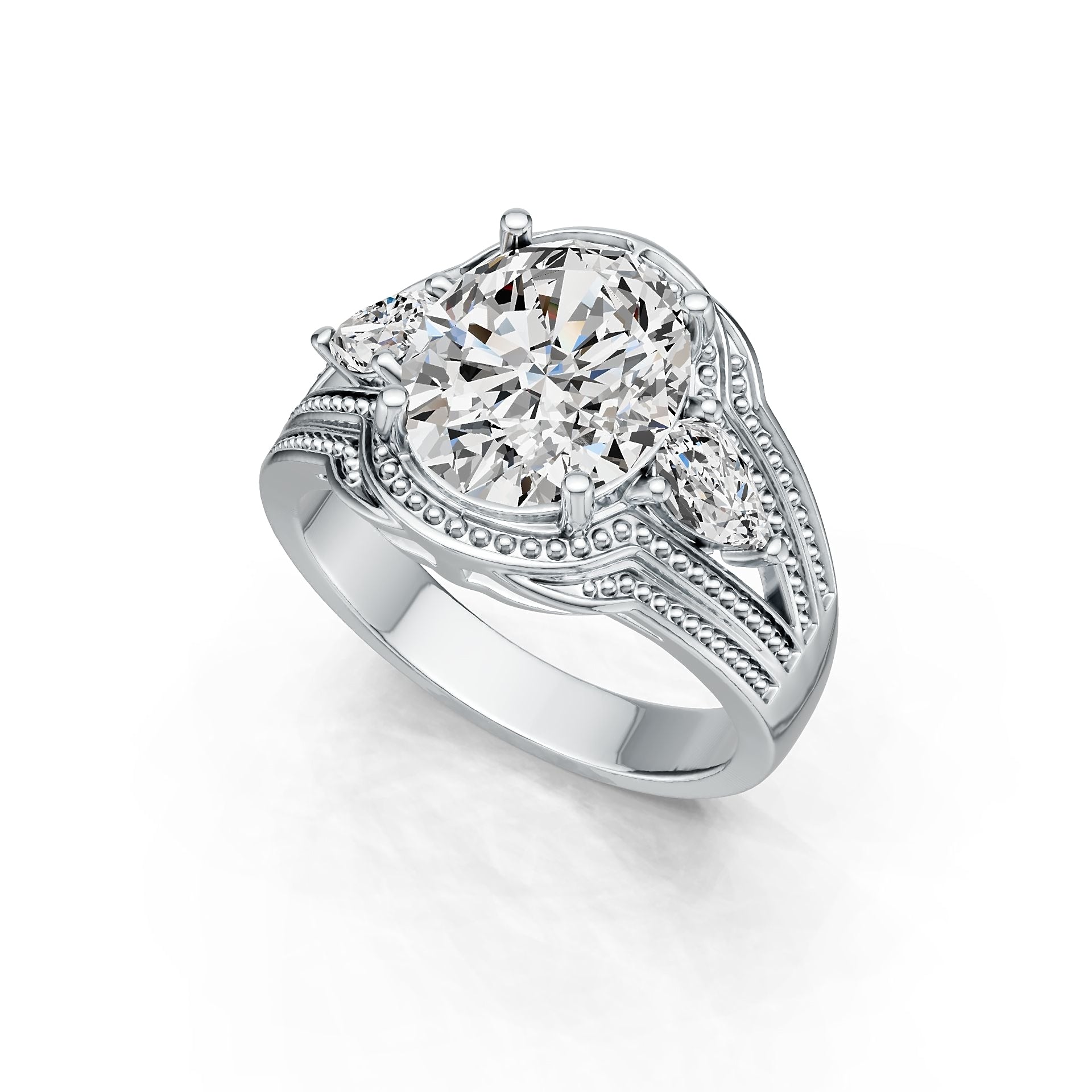 Sterling Silver Semi Mount Ring Setting Oval OV 12X10mm PE 6X4mm DHJ