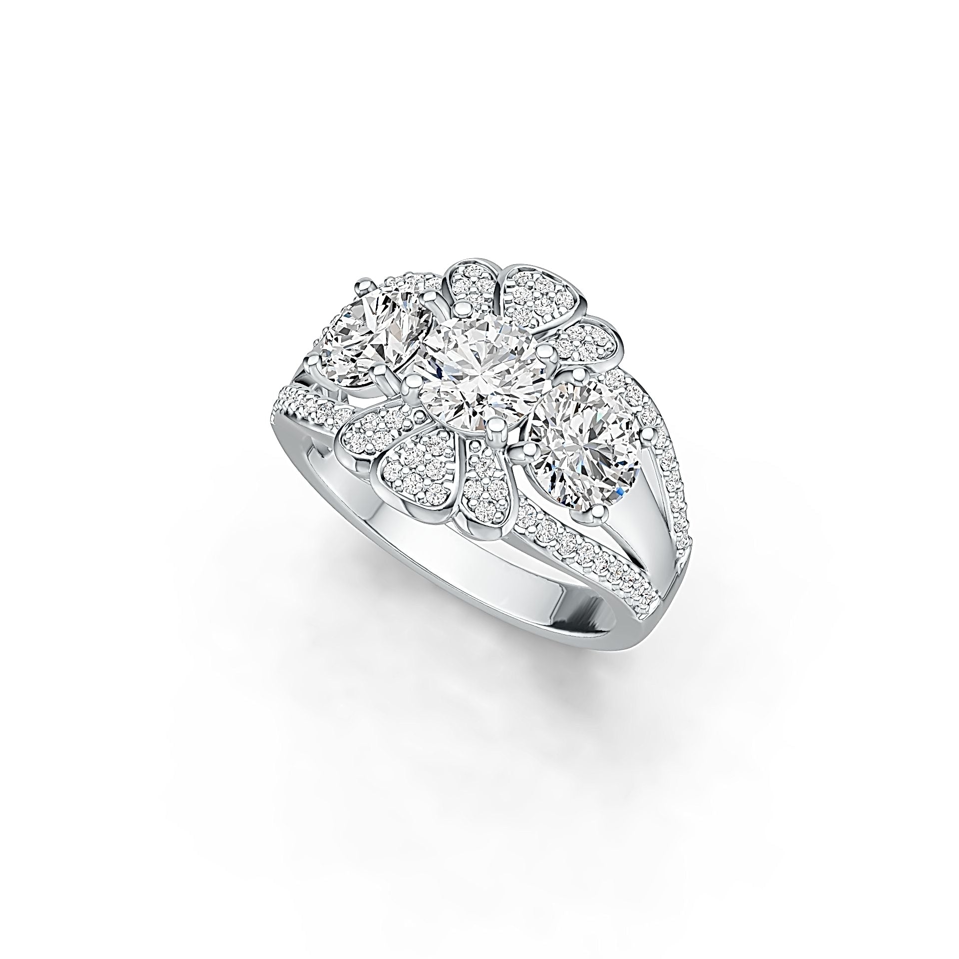 Sterling Silver Semi Mount Ring Setting Round RD 6x6mm Split Shank DHJ