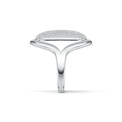 Platinum Cluster Oval-Shaped Ring with White Topaz or Moissanite Diamond Accent DHJ