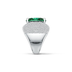 Platinum Semi Mount Ring Setting Cushion CU 14X12mm with White Topaz Diamond Accent DHJ