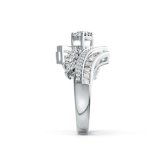 14K Gold Semi Mount Ring Setting Round RD 6x6mm Bypass Diamond Accent DHJ