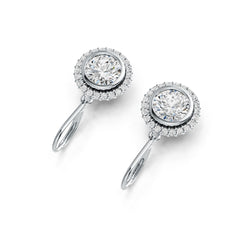 Platinum Semi Mount Earrings Setting Round RD 8x8mm Halo Diamond Accent DHJ