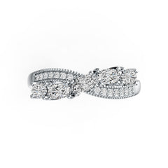 18K Gold Semi Mount Ring Setting Oval OV 5X3mm with White Topaz Diamond Accent DHJ