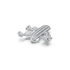 18K Gold Pendant Cactus Theme with White Topaz or Moissanite Diamond Accent DHJ