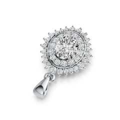 Platinum Semi Mount Pendant Setting Oval OV 8X6mm Halo Diamond Accent DHJ
