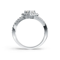 18K Gold Semi Mount Ring Setting Pear PE 8X6mm Halo with Diamond Accent DHJ