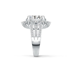 Platinum Semi Mount Ring Setting Oval OV 14x12mm Split Shank Diamond Accent DHJ
