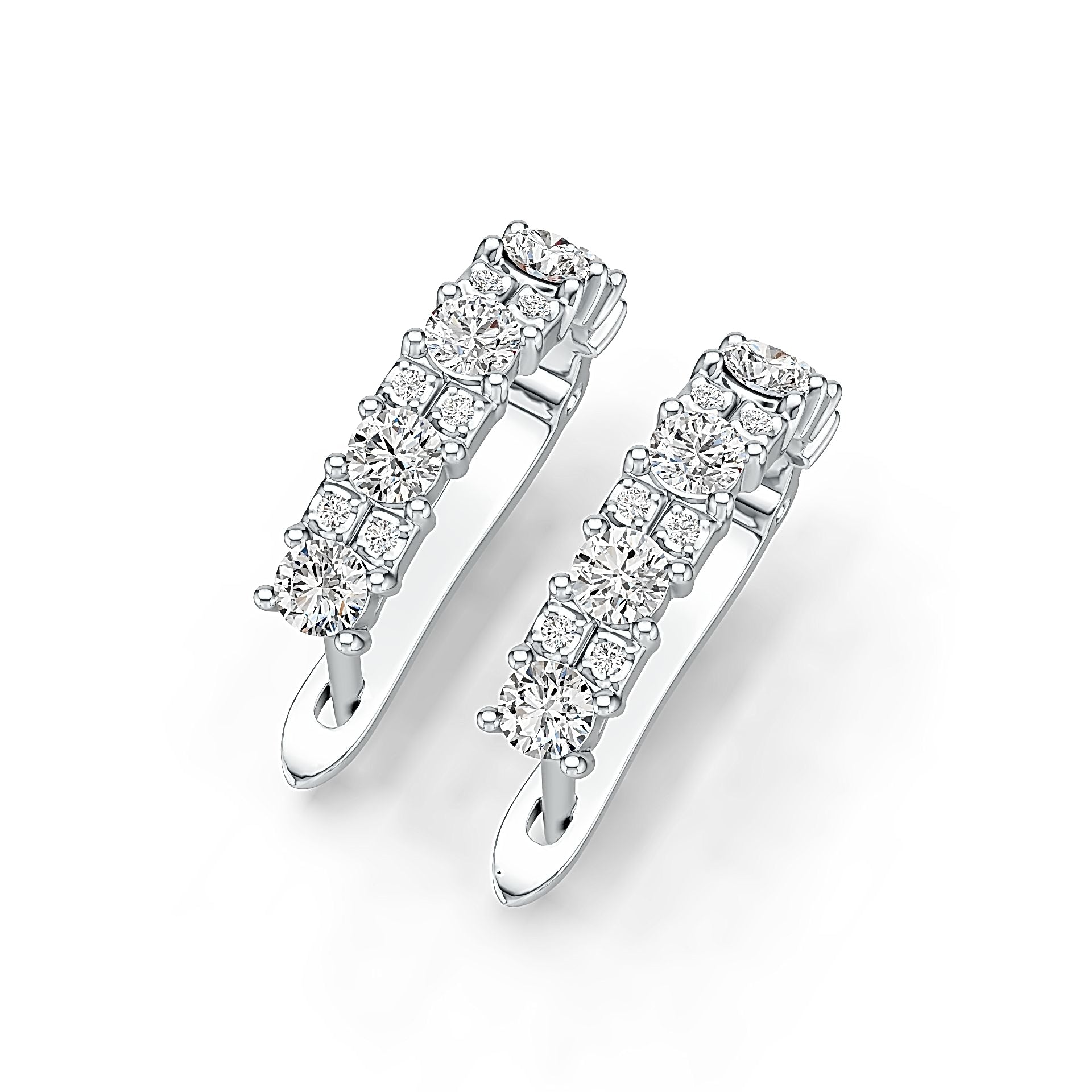 Sterling Silver Earrings Huggie Hoop with White Topaz or Moissanite Syzjewelry