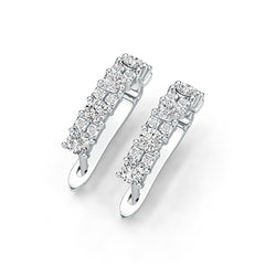 Sterling Silver Earrings Huggie Hoop with White Topaz or Moissanite Syzjewelry