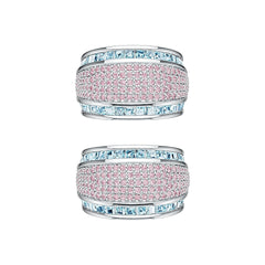 Platinum Earrings Multi-Row Hoop with or Moissanite Diamond Accent DHJ