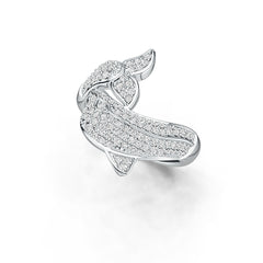 Sterling Silver Ring Fish Dolphin Theme with White Topaz or Moissanite DHJ