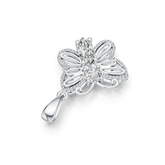 Sterling Silver Semi Mount Pendant Setting Marquise MQ 8X4mm RD 4X4mm Butterfly Theme DHJ