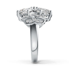 Platinum Semi Mount Ring Setting Heart HT 7X7mm with Diamond Accent DHJ