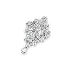 Sterling Silver Semi Mount Pendant Setting Pear PE 6X4mm PE 5X3mm DHJ