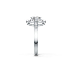 18K Gold Semi Mount Ring Setting Round RD 8X8mm MQ 6X3mm Diamond Accent DHJ