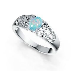 Sterling Silver Semi Mount Ring Setting Oval OV 7X5mm Cabochon Filigree DHJ