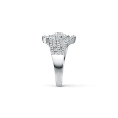 18K Gold Ring Multi-Row with or Moissanite Diamond Accent DHJ