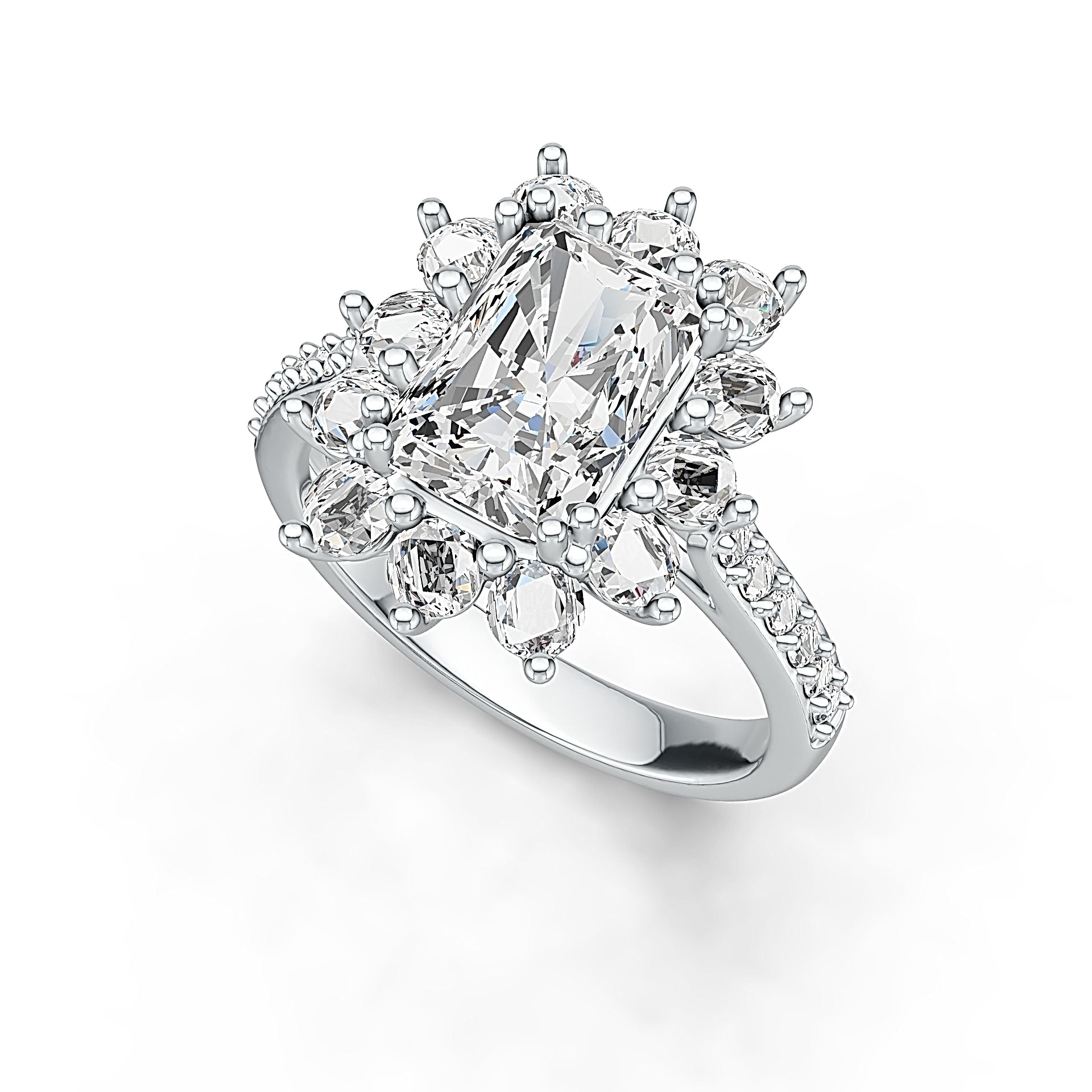 Sterling Silver Semi Mount Ring Setting Emerald OCT 9x6mm Syzjewelry