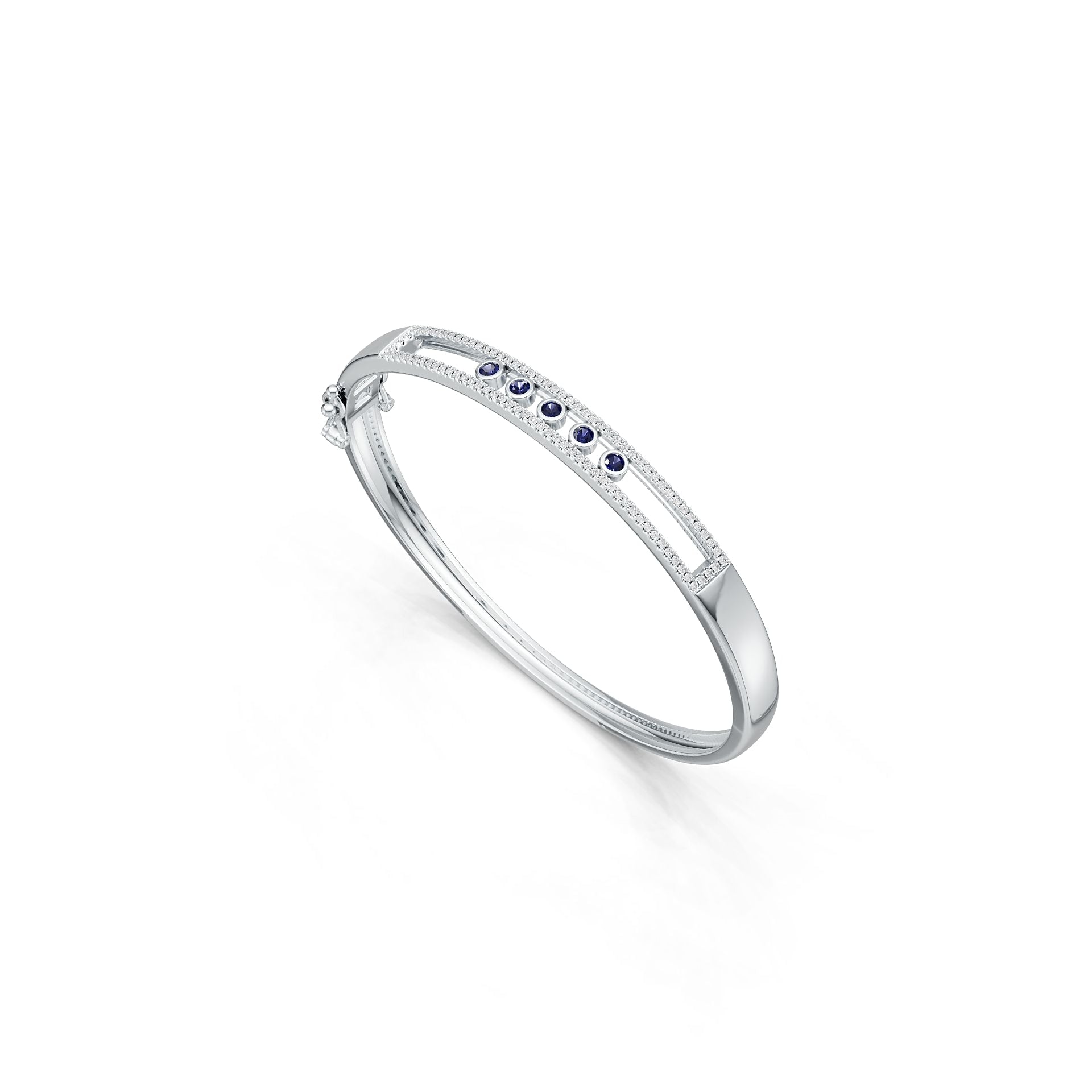 Sterling Silver Bangle with White Topaz or Moissanite Syzjewelry